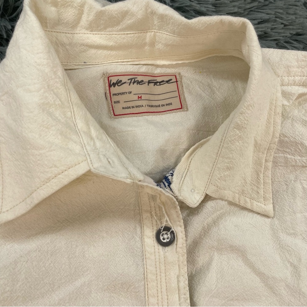 Free People White and Blue Button Down Shirt - Picture 9 of 12